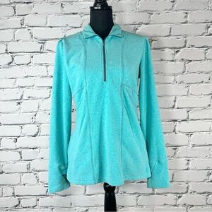 Athleta Women’s Fast Track 1/2 Zip Fleece Size Large Catalina Green Blue